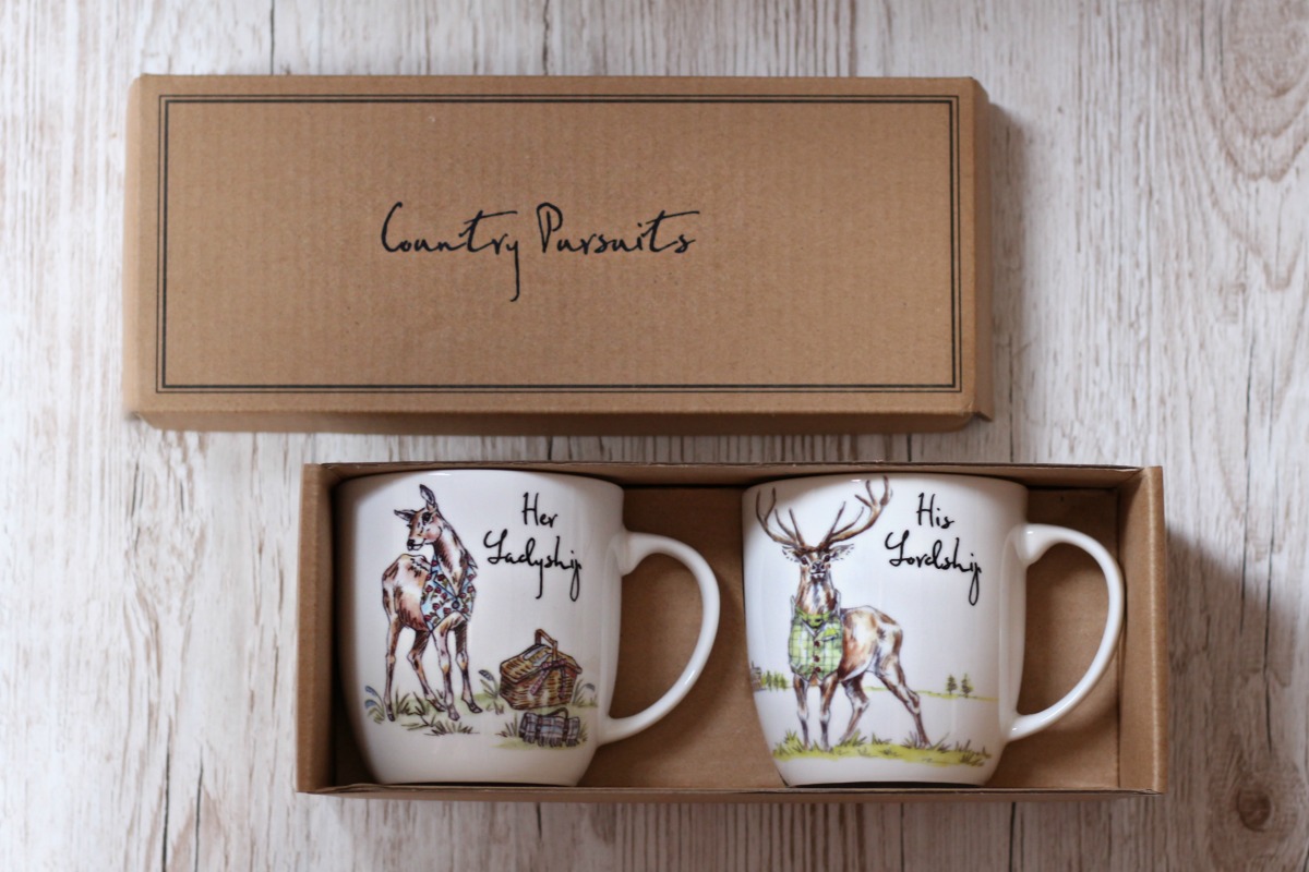 Fine bone china mugs with stag from Country Pursuits at QWERKITY