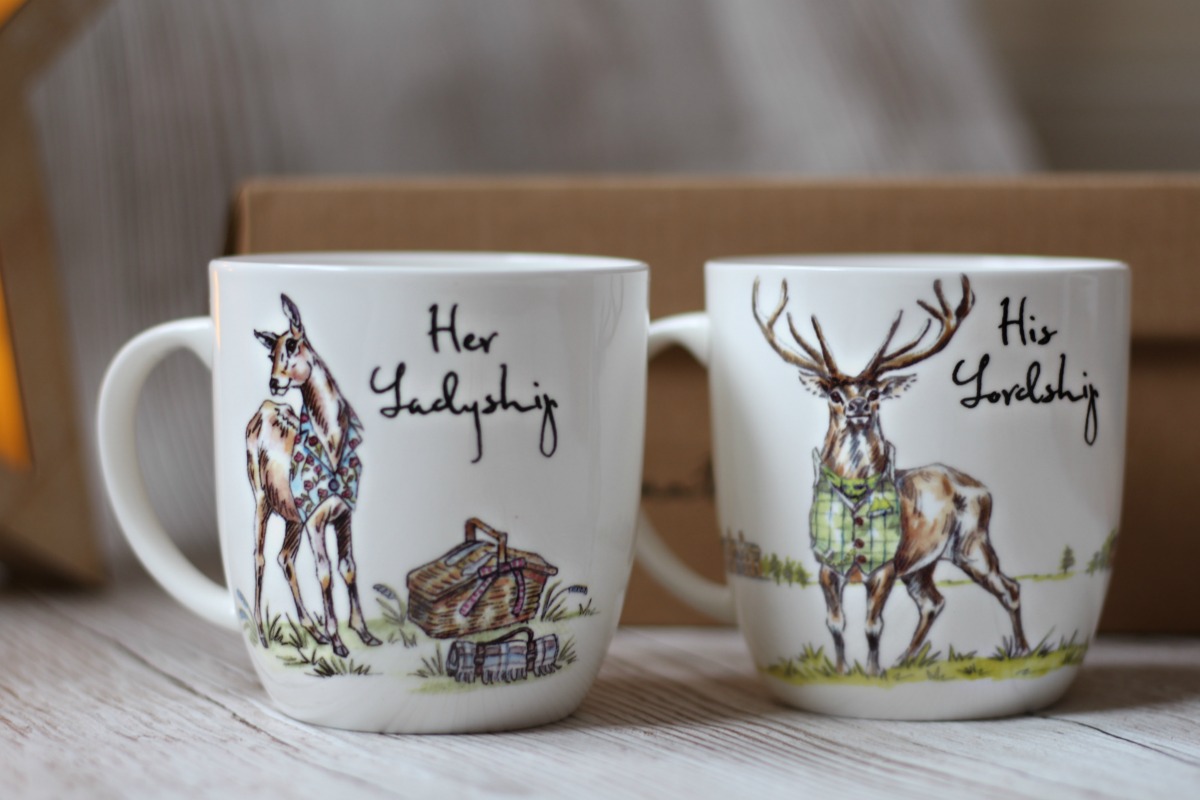 Fine bone china with Her Ladyship and Her Lordship and stags from QWERKITY