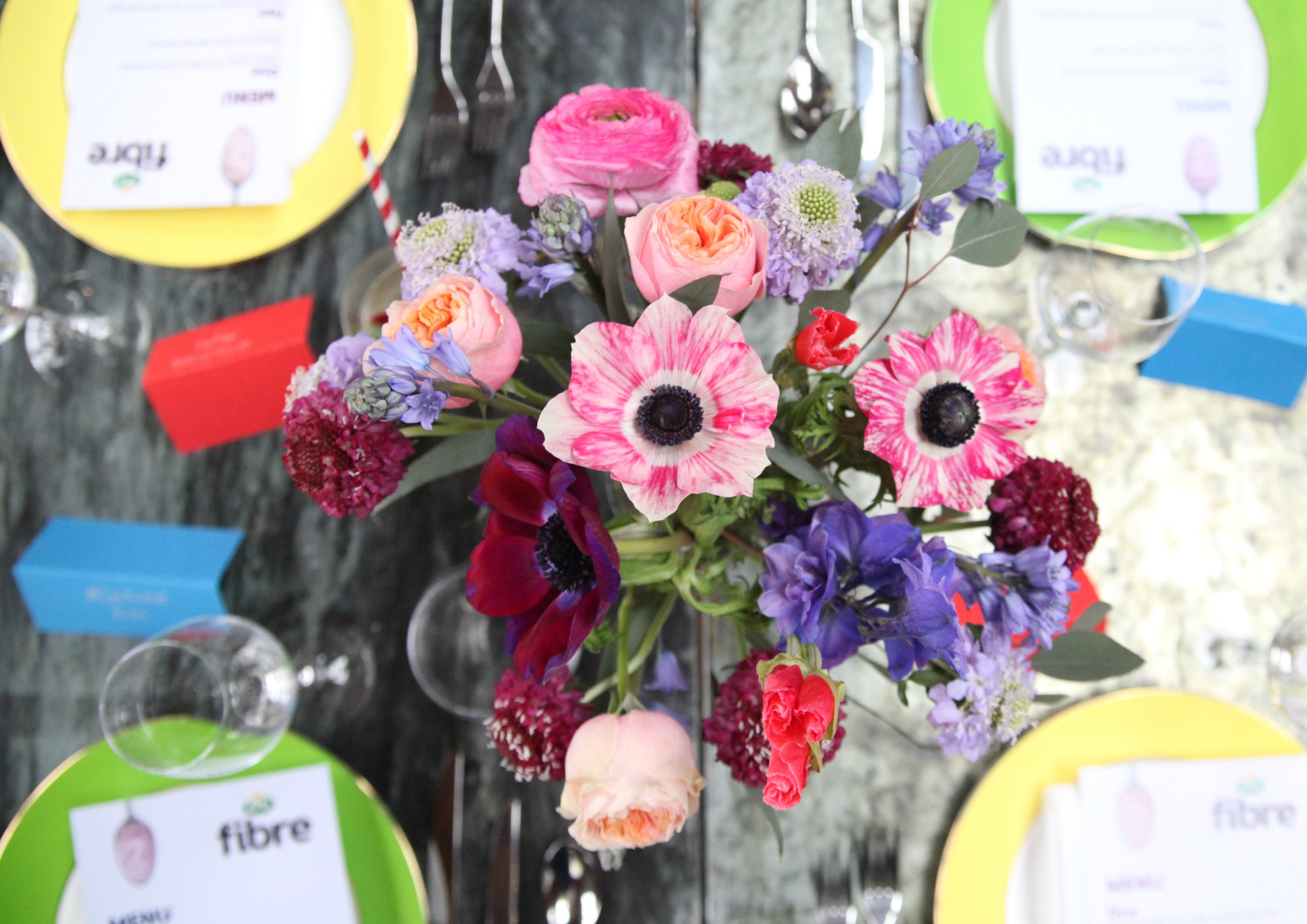 Colourful centrepiece at the Arla Fibre lunch in London